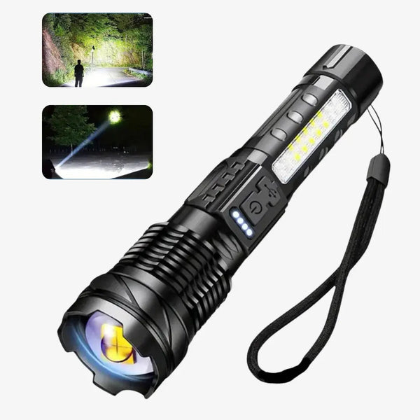 High-Lumen LED Tactical Torch Rechargeable Weather-Resistant
