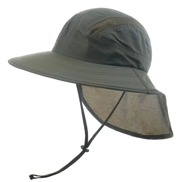 Wide Brim Sun Hat Neck Flap UV-Protection Lightweight Outdoor
