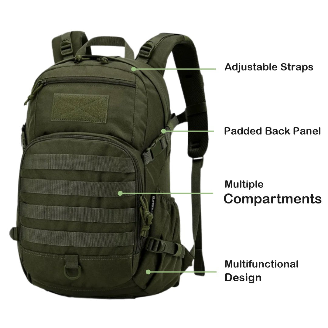 25L Tactical Backpack – Water-Resistant MOLLE Military Daypack