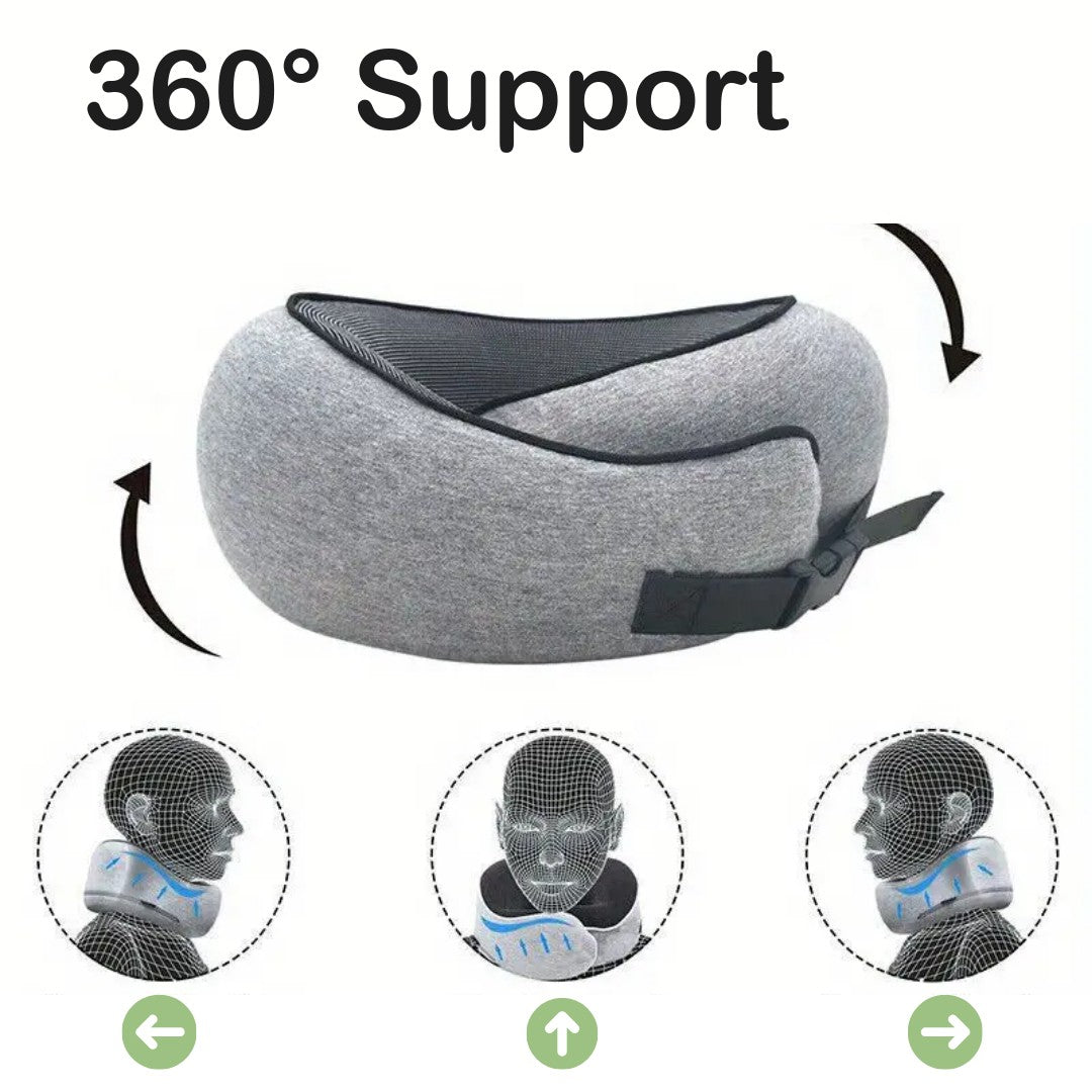 360° Travel Neck Pillow – Memory Foam Airplane Support Pillow