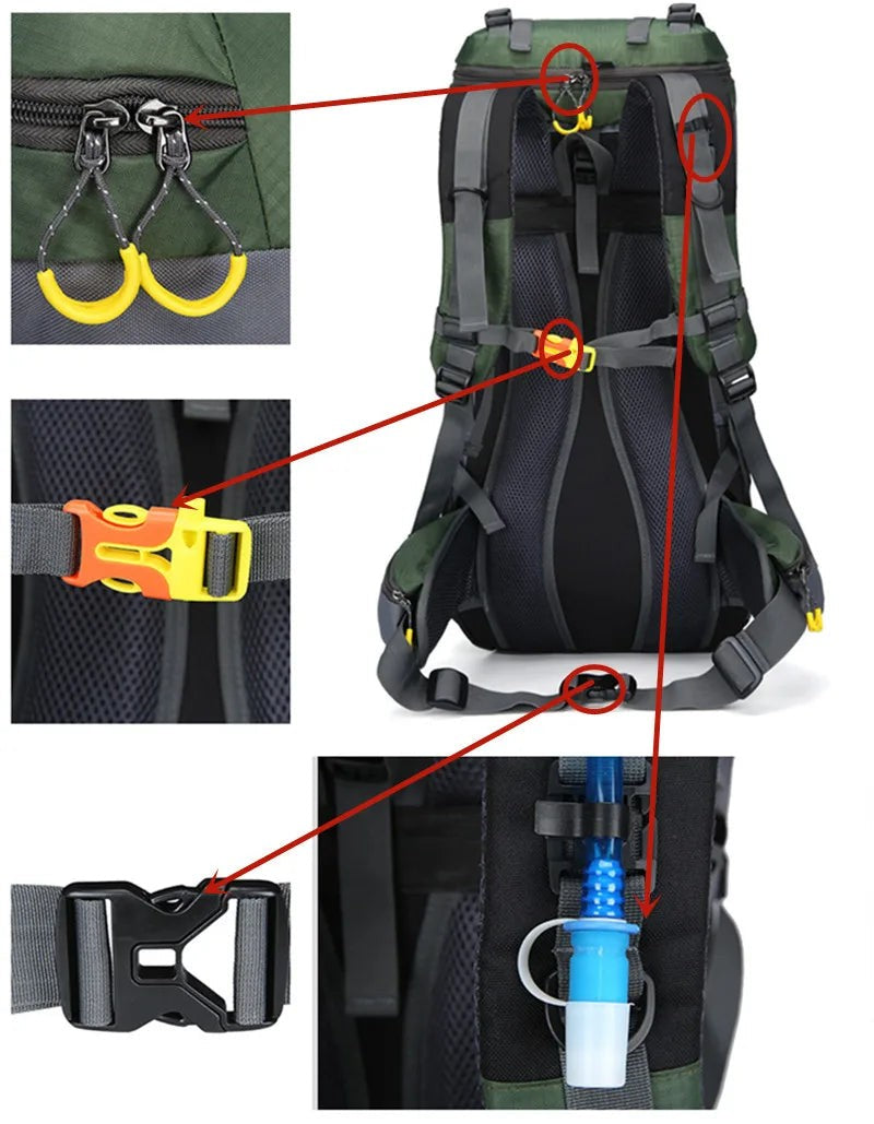 60L Backpack – Waterproof Hiking Trekking Travel Pack