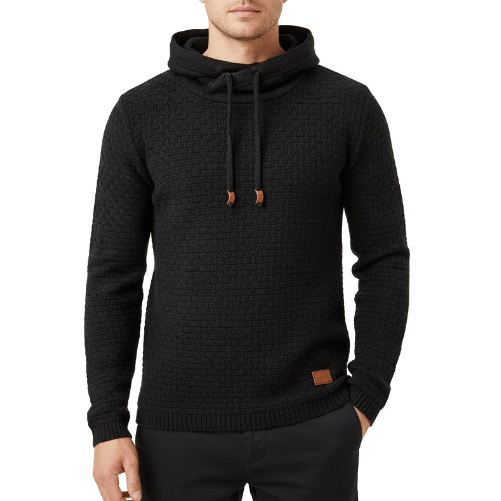 Cotton Hoodie – Lightweight Textured Outdoor Sweatshirt - Black