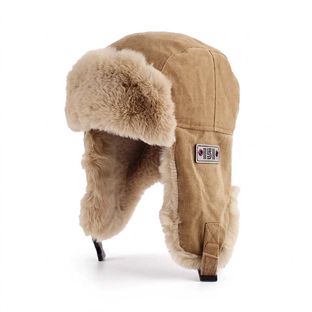 Fur-Lined Trapper Hat – Windproof Winter Cap with Ear Flaps - Khaki