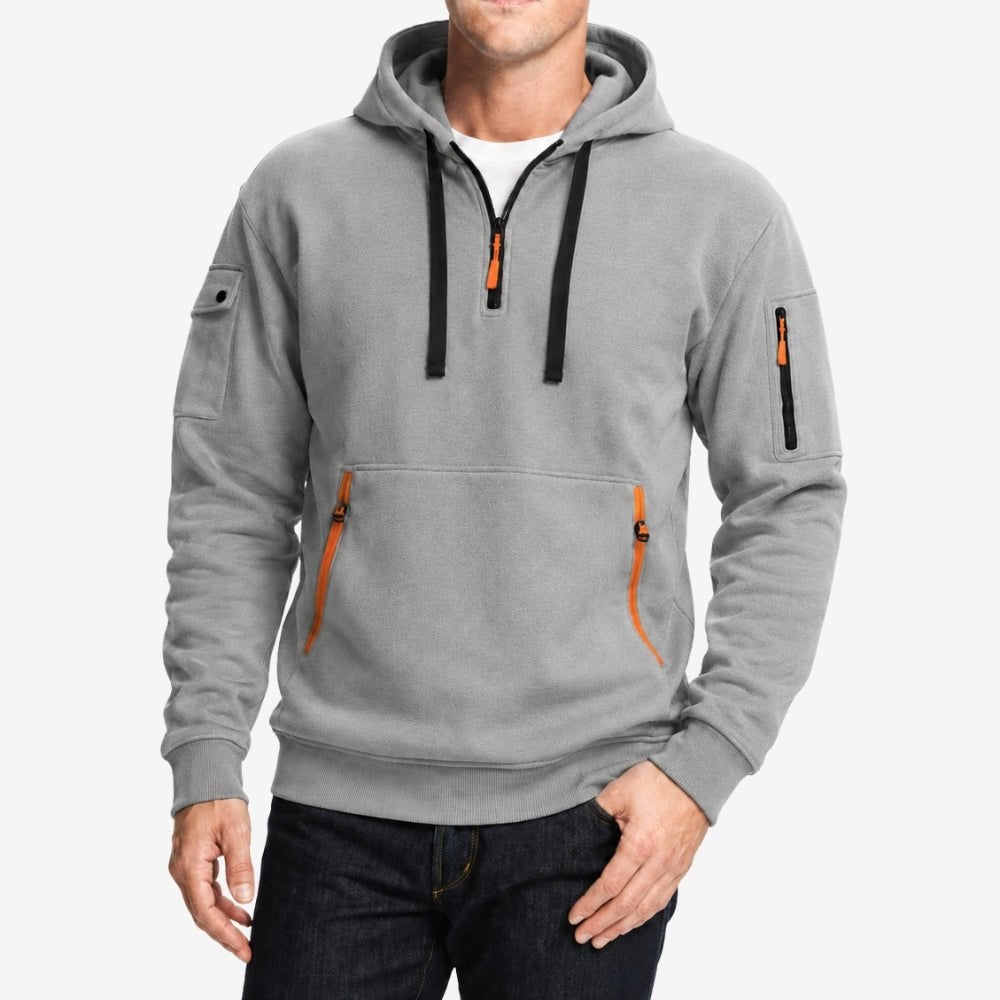 Half-Zip Hoodie – Breathable Lightweight Outdoor Layer - Light Grey