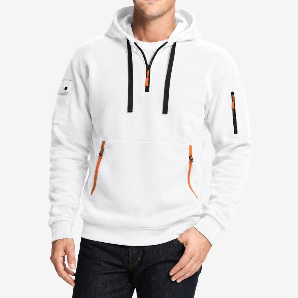 Half-Zip Hoodie – Breathable Lightweight Outdoor Layer - White