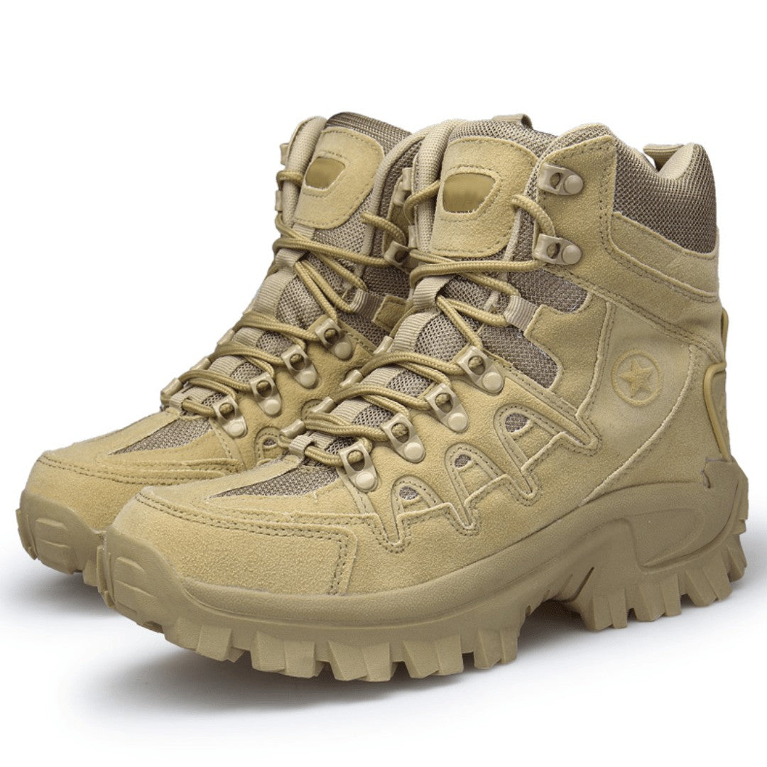 Hiking Boots – Waterproof Lightweight Lace-Up Zip - Khaki