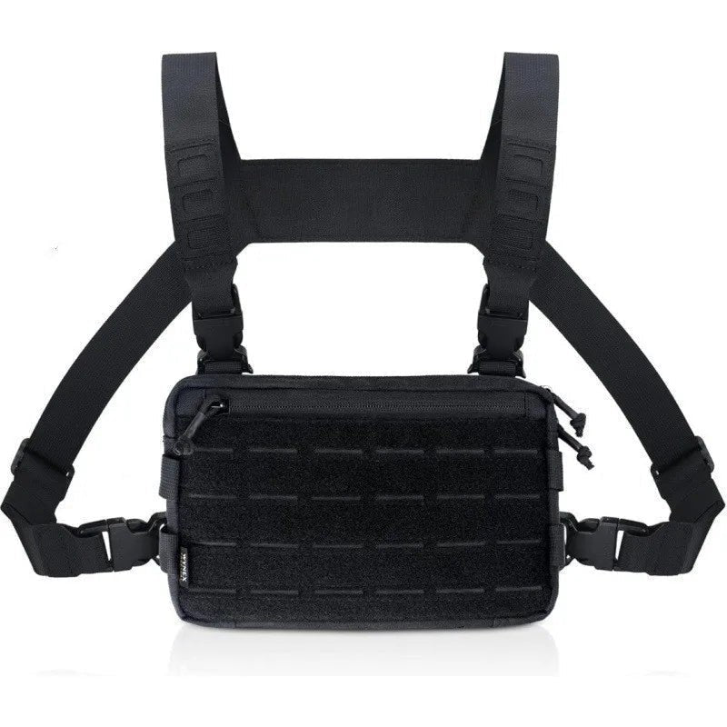 Hiking Chest Bag – Waterproof Nylon MOLLE Sling - Black