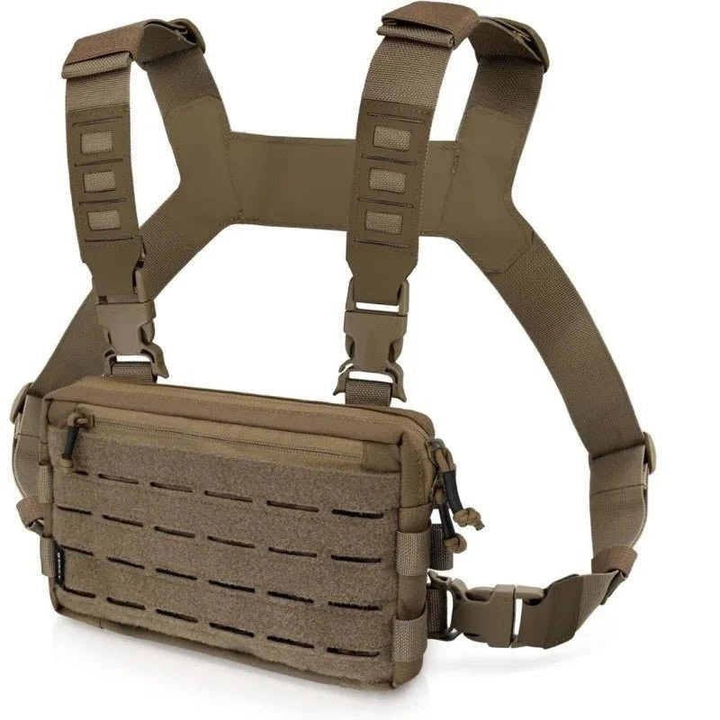 Hiking Chest Bag – Waterproof Nylon MOLLE Sling - Brown