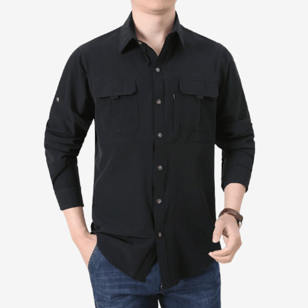 Hiking Shirt – Lightweight Breathable Long-Sleeve Quick-Dry - Black