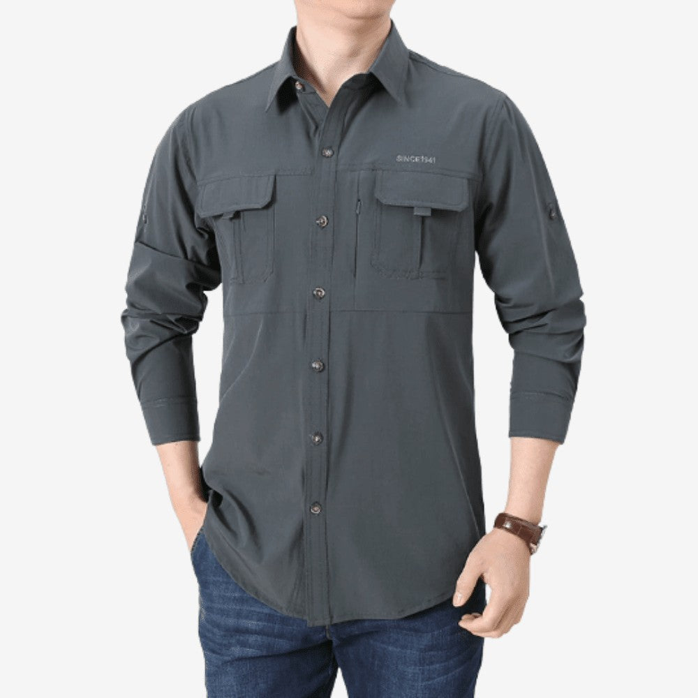 Hiking Shirt – Lightweight Breathable Long-Sleeve Quick-Dry - Dark Gray