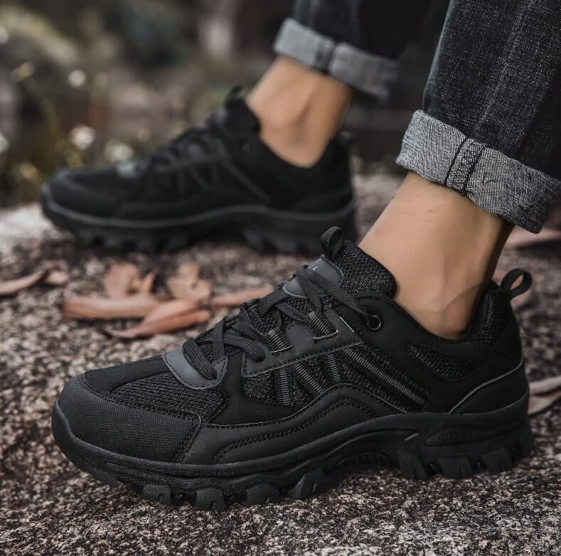 Hiking Shoes – Lightweight Breathable Cushioned Grip Sneakers - Black