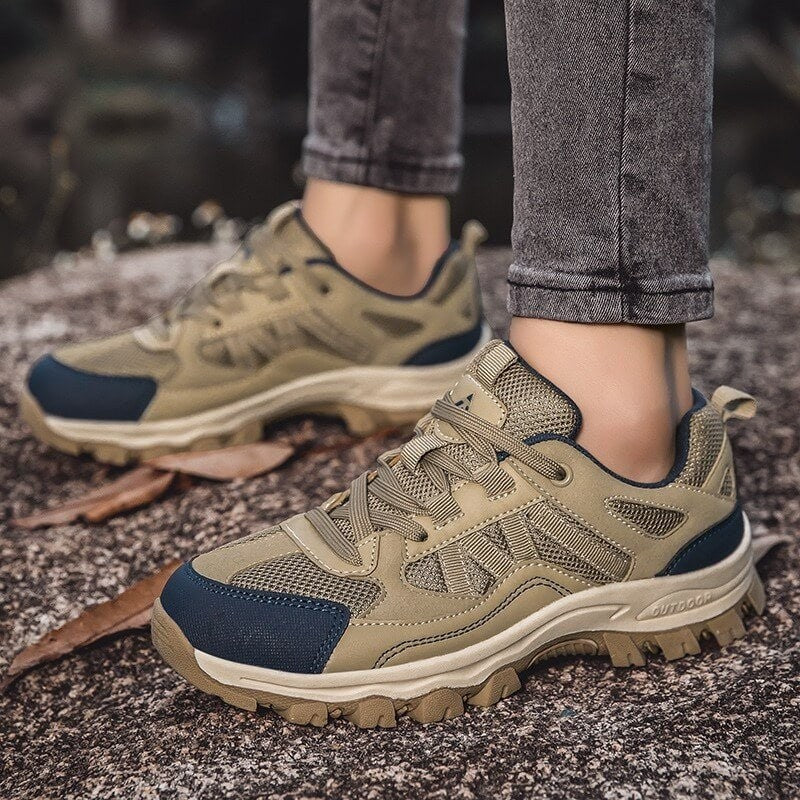 Hiking Shoes – Lightweight Breathable Cushioned Grip Sneakers - Khaki
