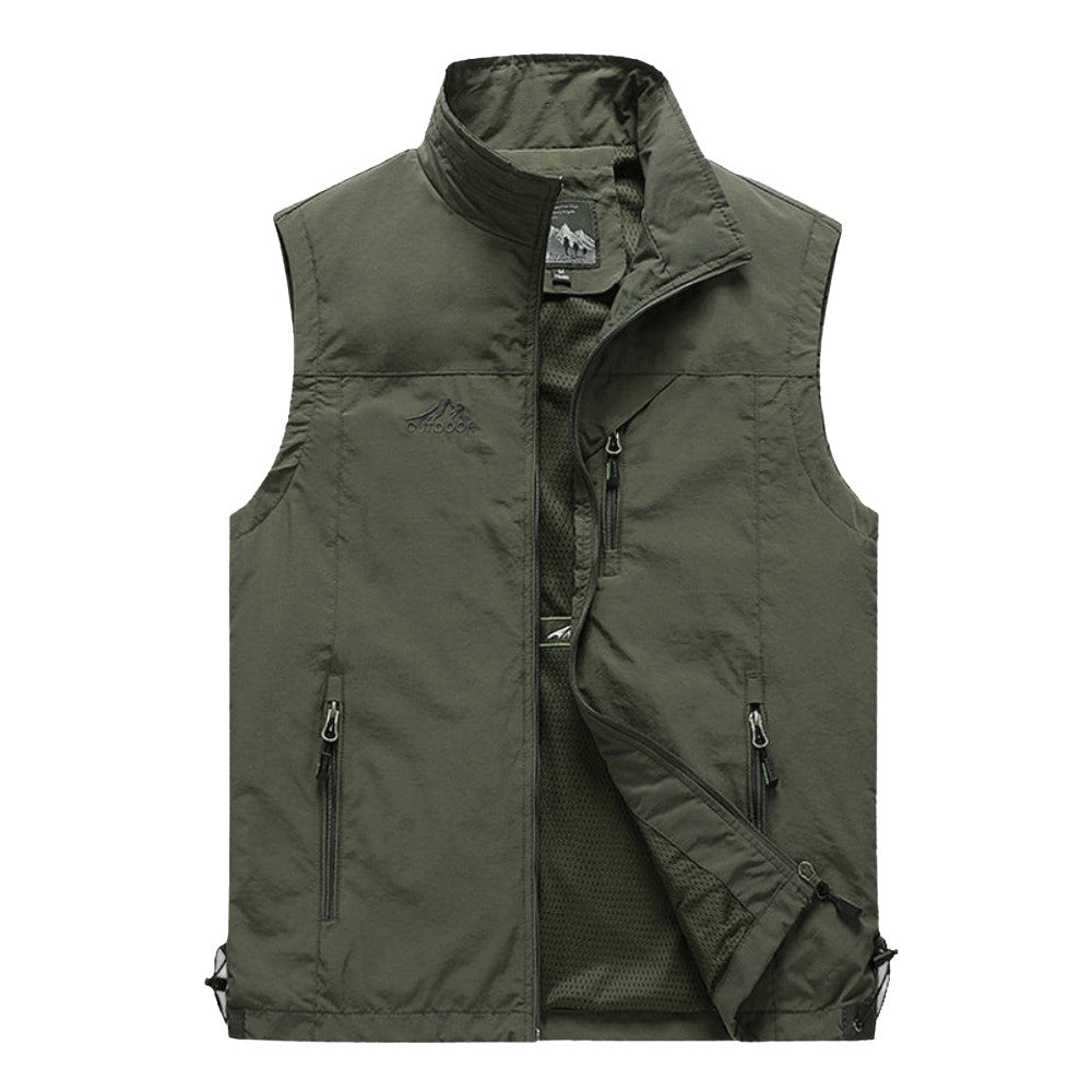 Hiking Vest – Lightweight Breathable Multi-Pocket Fishing - Army green
