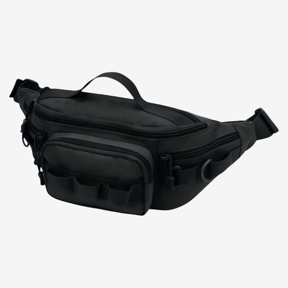 Hiking Waist Pack – Compact Water-Resistant Zip Hip Bag - Black