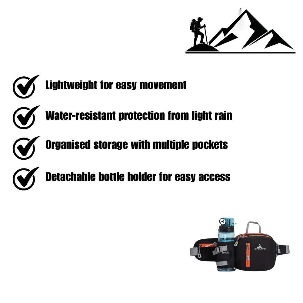 Hiking Waist Pack – Water-Resistant 800D Bottle Holder