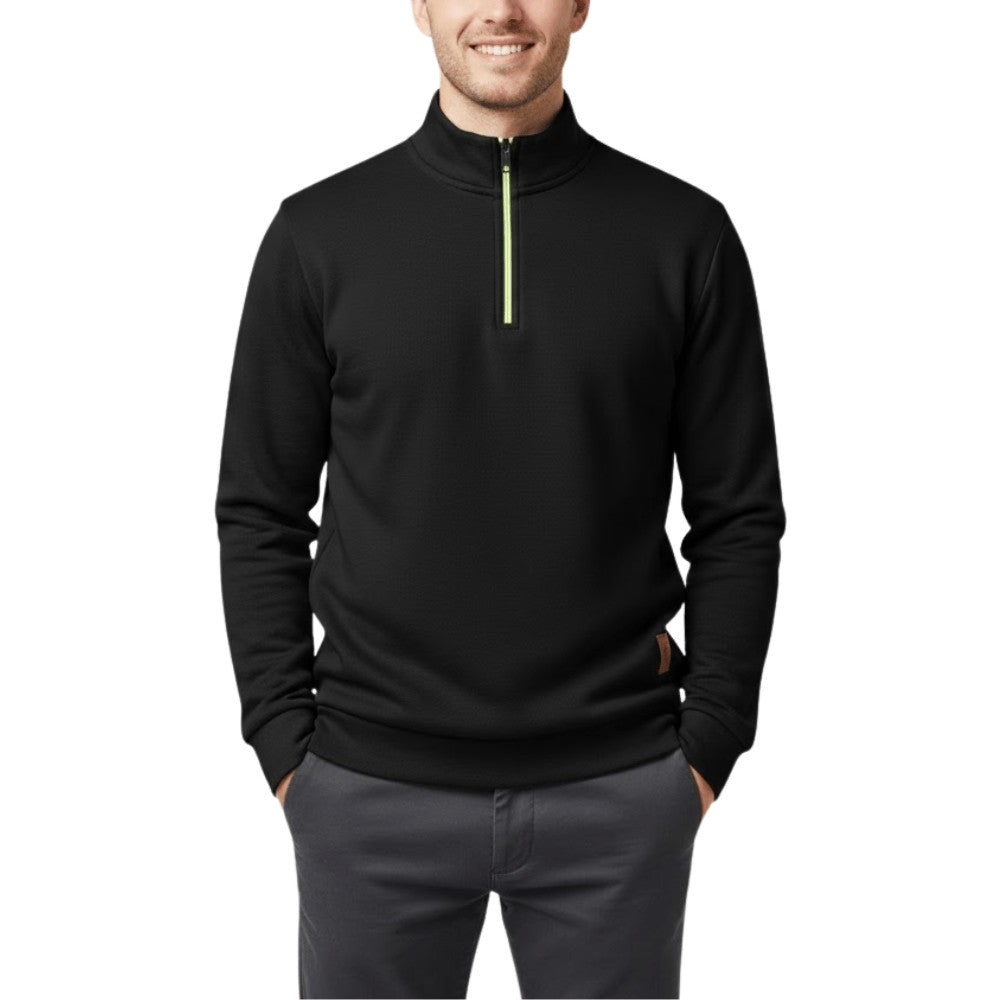 Insulated Hiking Fleece – Half-Zip Brushed Cold-Weather Layer - Black