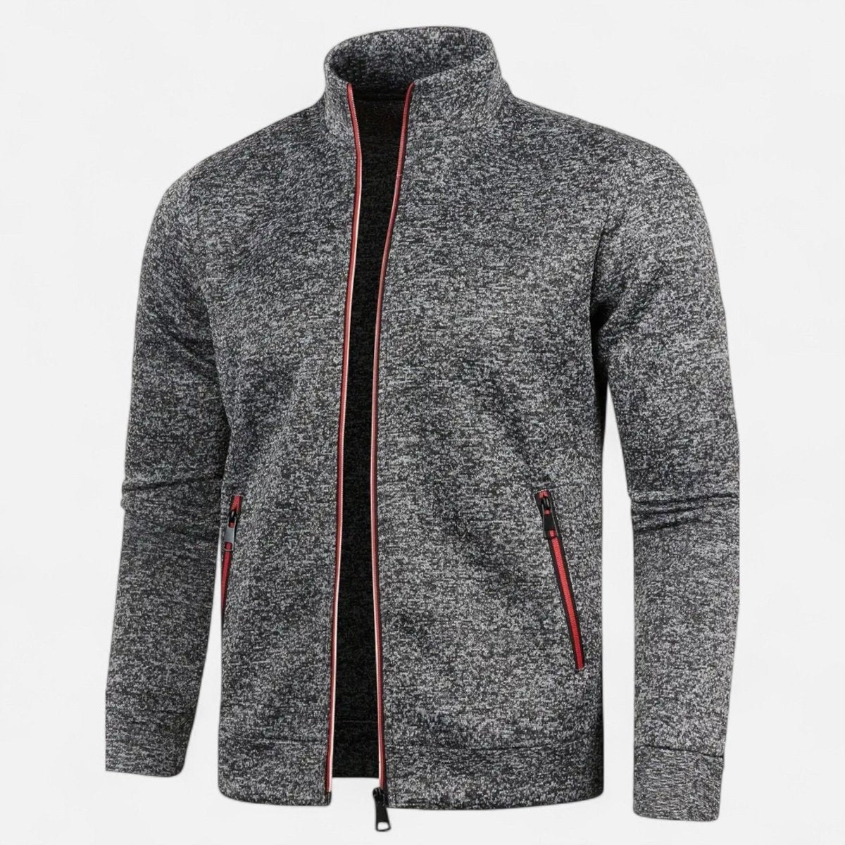 Knitted Cardigan – Full-Zip Soft-Stretch Outdoor Layer - Dark Grey