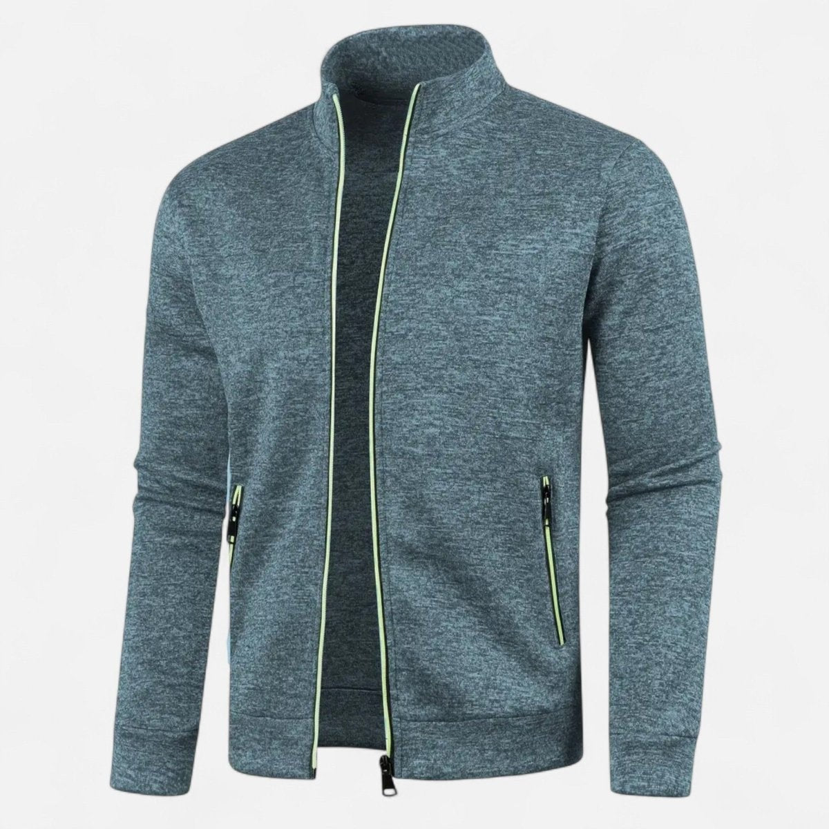 Knitted Cardigan – Full-Zip Soft-Stretch Outdoor Layer - Sea Blue