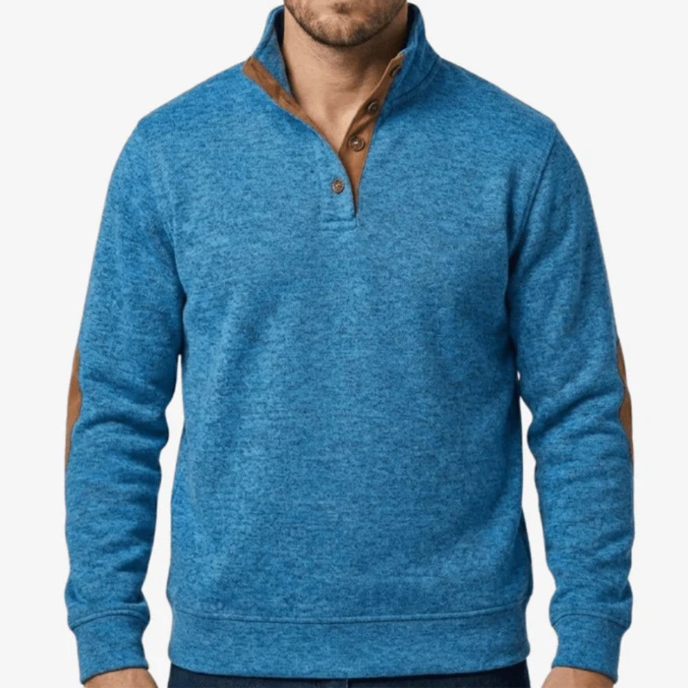 Knitted Outdoor Sweater – Warm Stand-Collar Breathable Layer - Blue