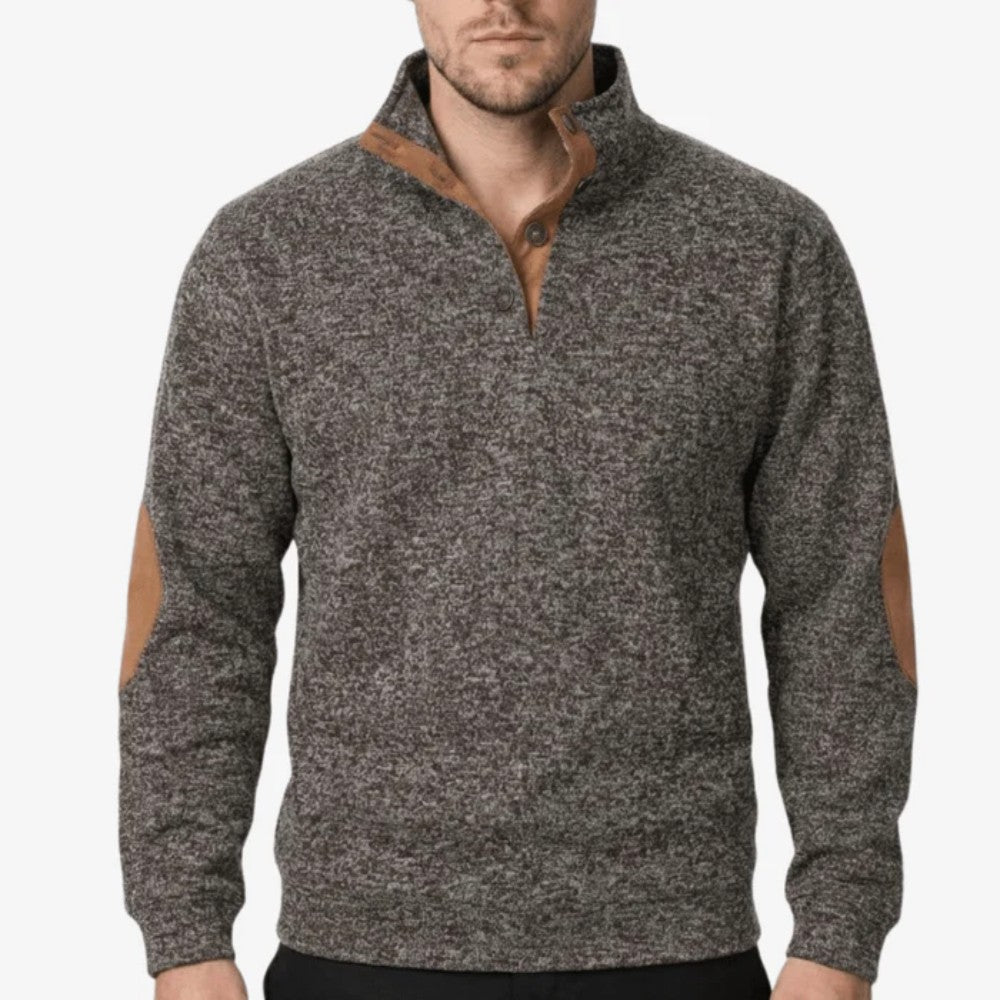 Knitted Outdoor Sweater – Warm Stand-Collar Breathable Layer - Coffee