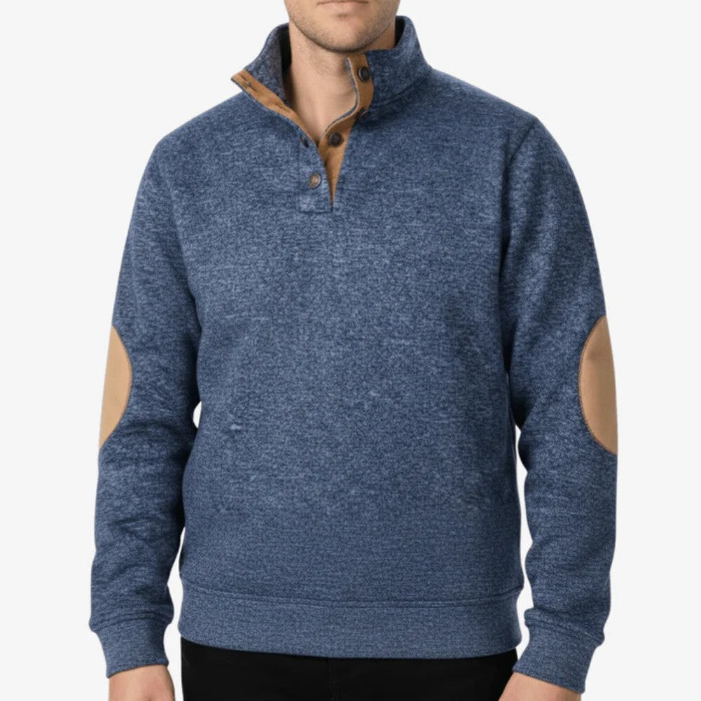 Knitted Outdoor Sweater – Warm Stand-Collar Breathable Layer - Sea Blue