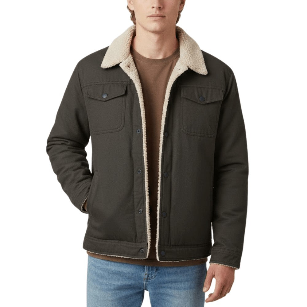 Men's Button-Up Fleece Jacket – Warm Outdoor Layering - Grey