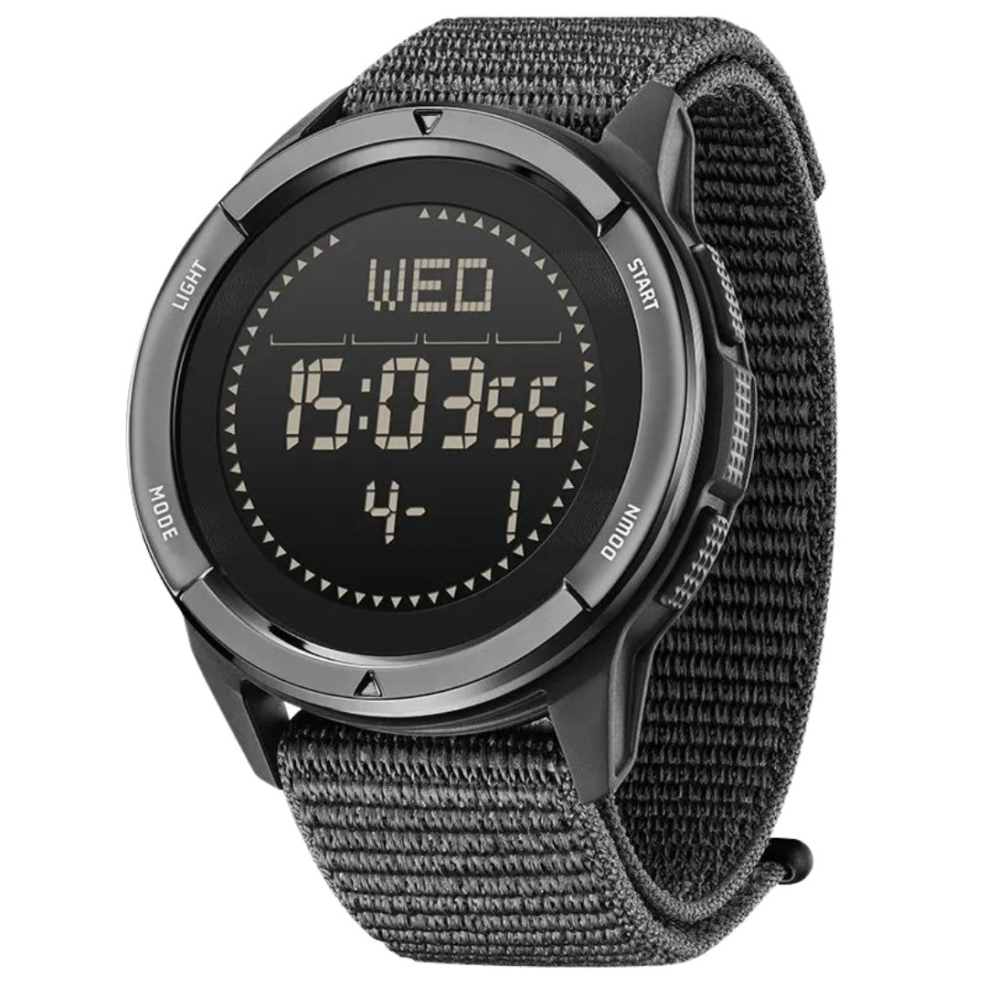 Men's Carbon Fiber Watch – Digital Waterproof Compass Sport - Black