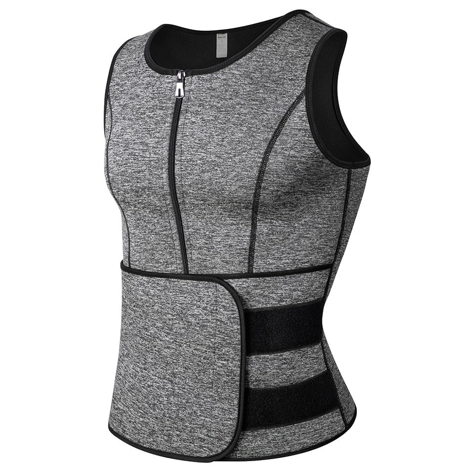 Men's Compression Vest – Lightweight Breathable Training - Gray - Single Velcro