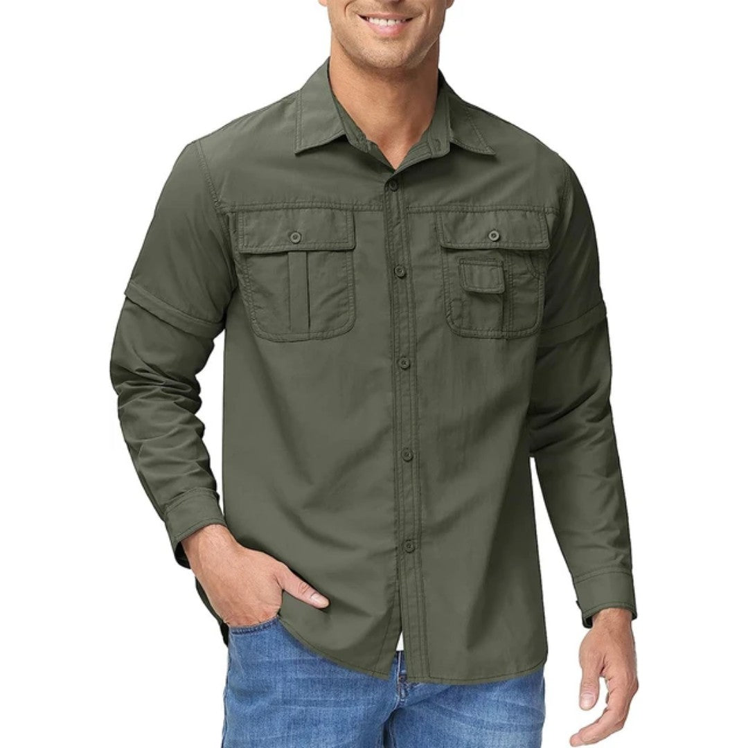Men's Convertible Hiking Shirt – Zip-Off Sleeves, UV Protection