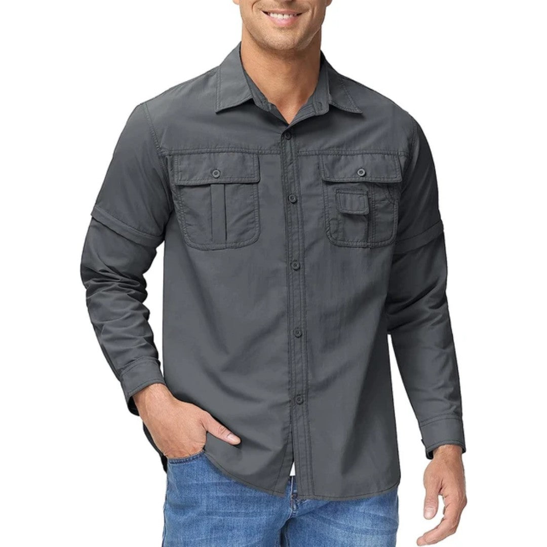 Men's Convertible Hiking Shirt – Zip-Off Sleeves, UV Protection