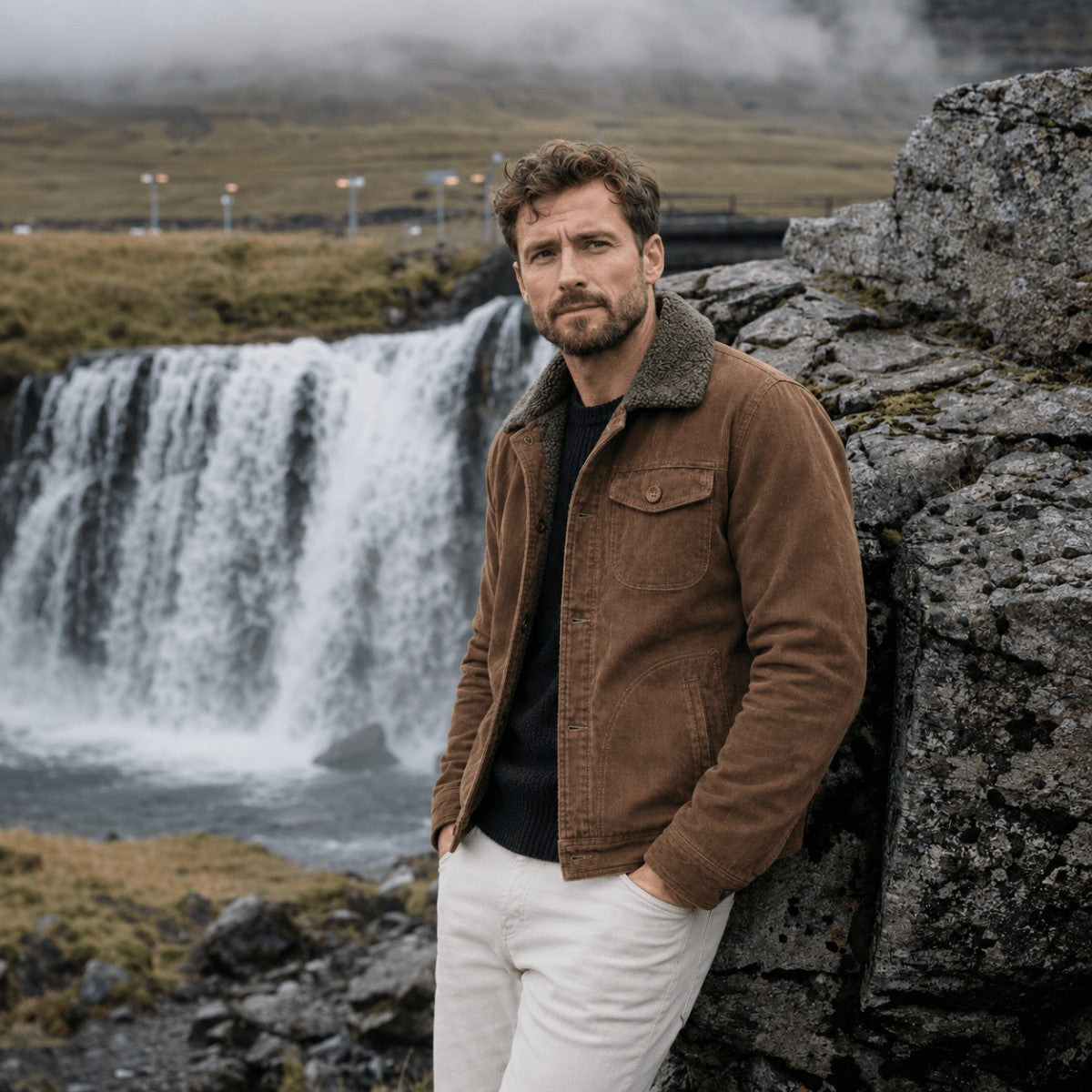 Men's Fleece-Lined Cotton Jacket – Wind-Resistant Outdoor