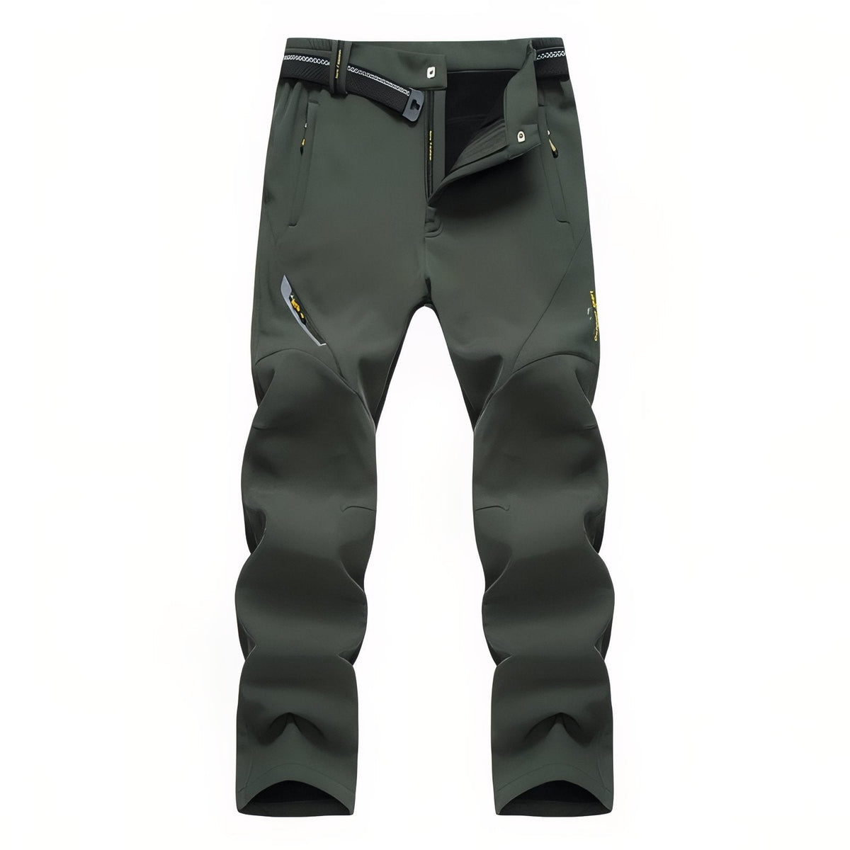 Men's Fleece-Lined Hiking Pants – Waterproof Thermal Trail Pants - Dark Green