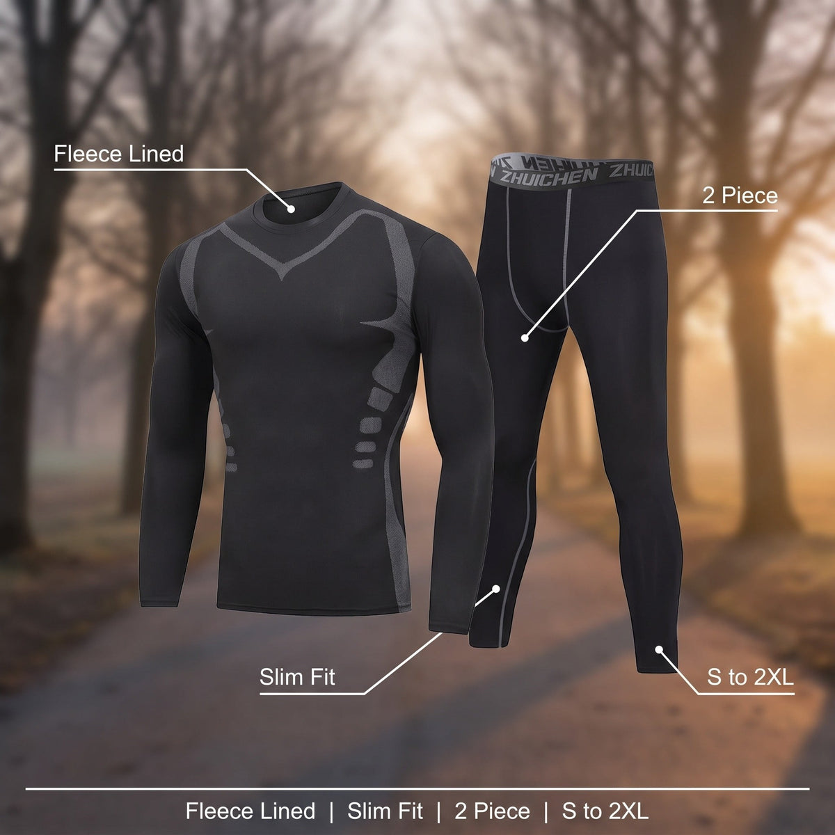 Men's Fleece-Lined Tracksuit Set – Slim-Fit Running Warm-Up Suit