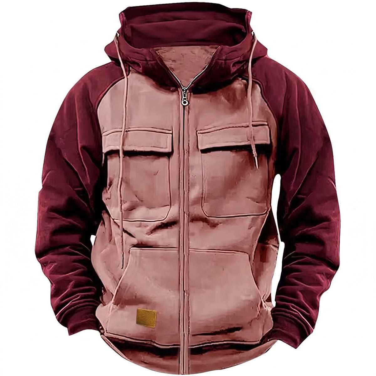Men's Hooded Fleece Jacket – Full-Zip Lightweight Warm Layer - Pink