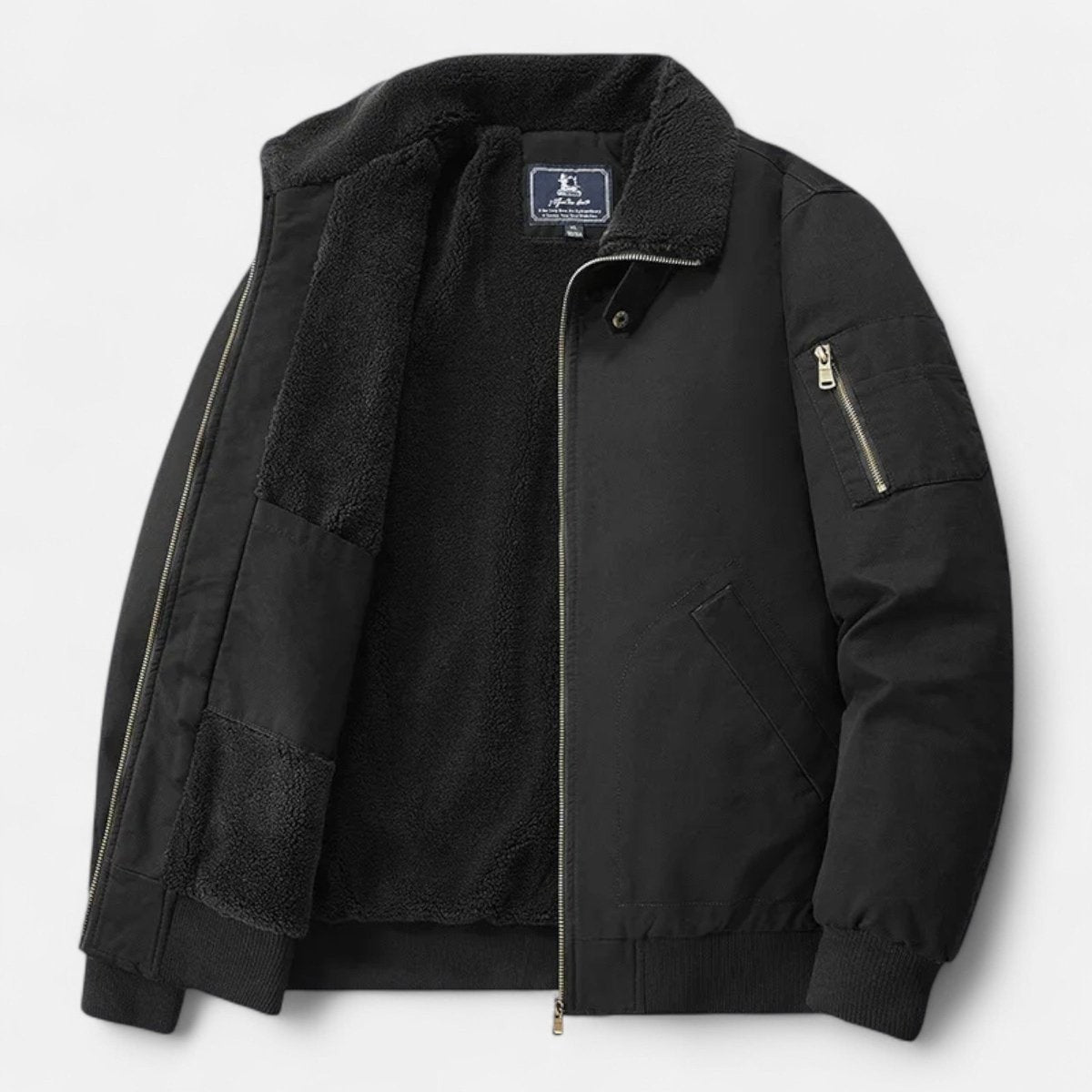 Men's Insulated Cotton Jacket – Warm Outdoor Winter Layer - Black