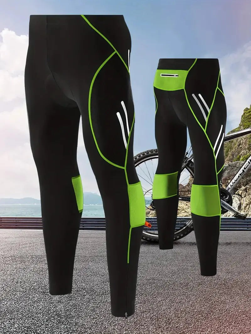 Men's Padded Cycling Pants – Long Bike Tights with Gel Chamois