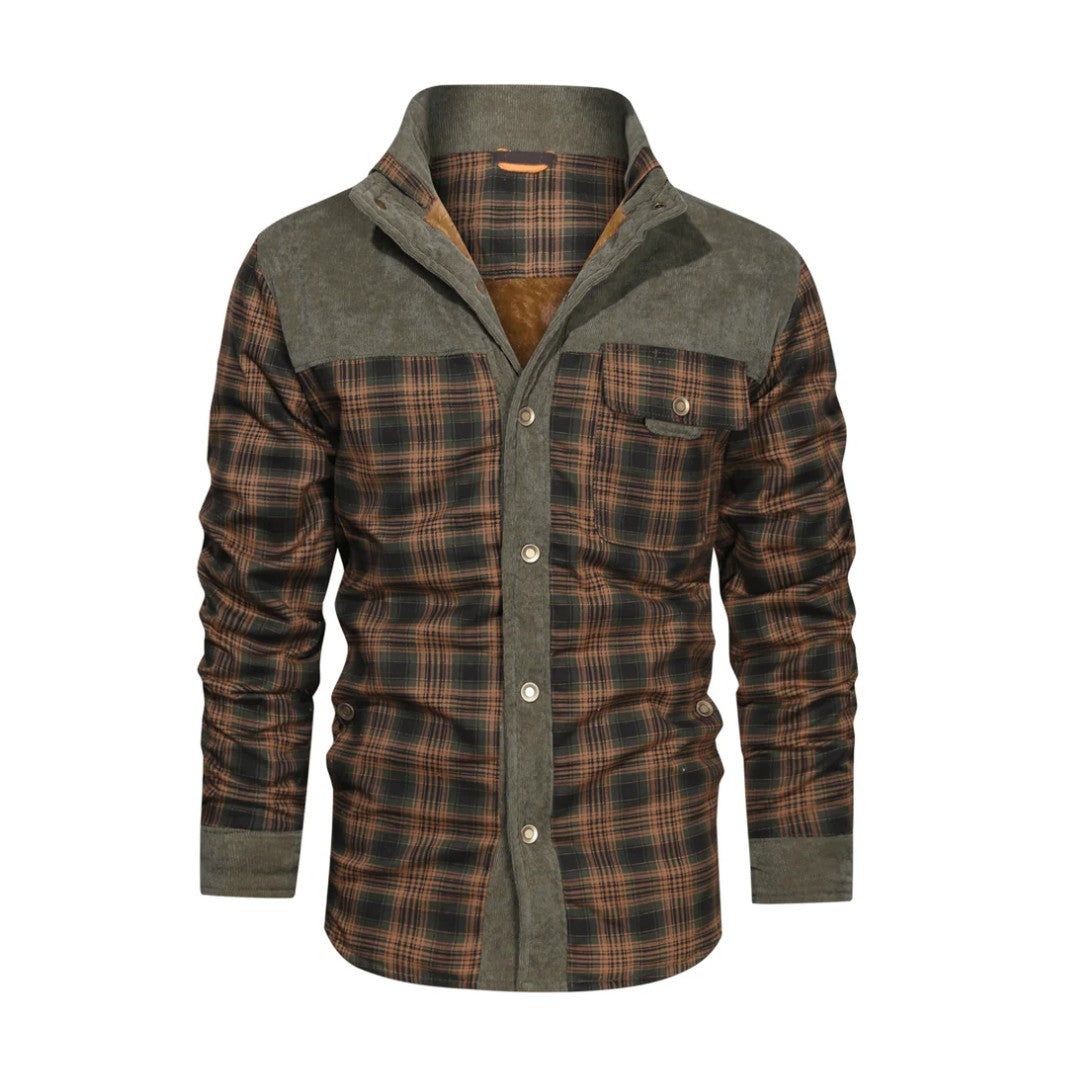 Men's Plaid Flannel Jacket – Insulated Wool-Blend Outdoor Shirt Jacket - Army Green