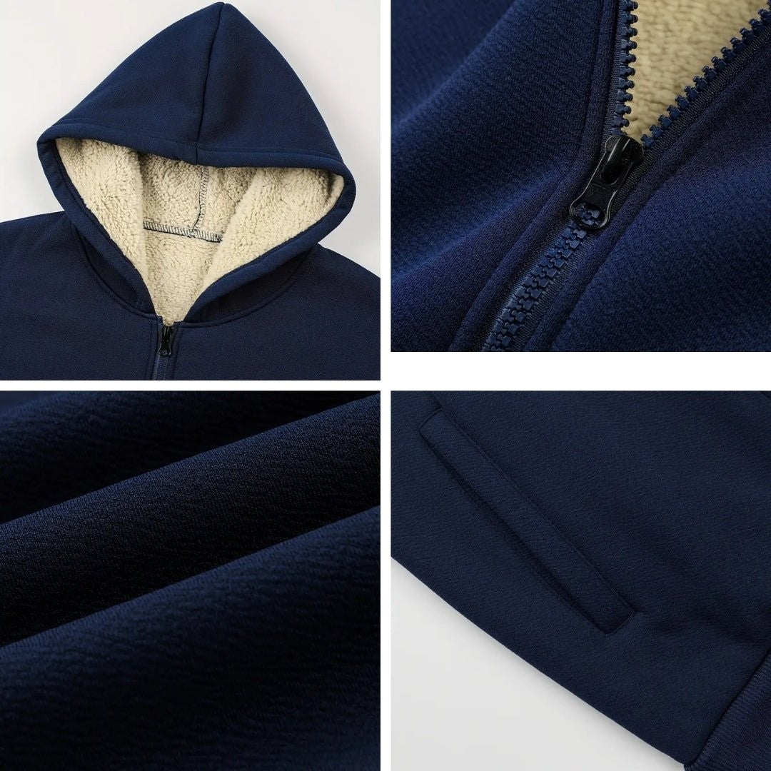 Men's Sherpa Fleece Hoodie – Full-Zip Winter Layer