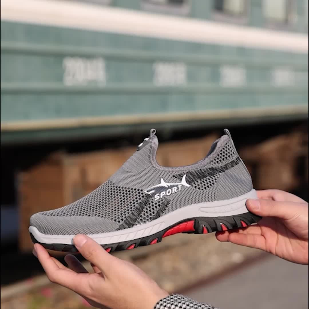 Men's Slip-On Walking Shoes – Breathable Mesh Sneakers