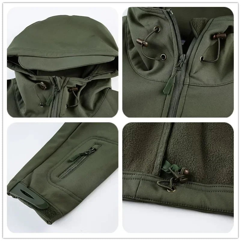 Men's Softshell Hiking Jacket – Windproof Fleece-Lined Hooded