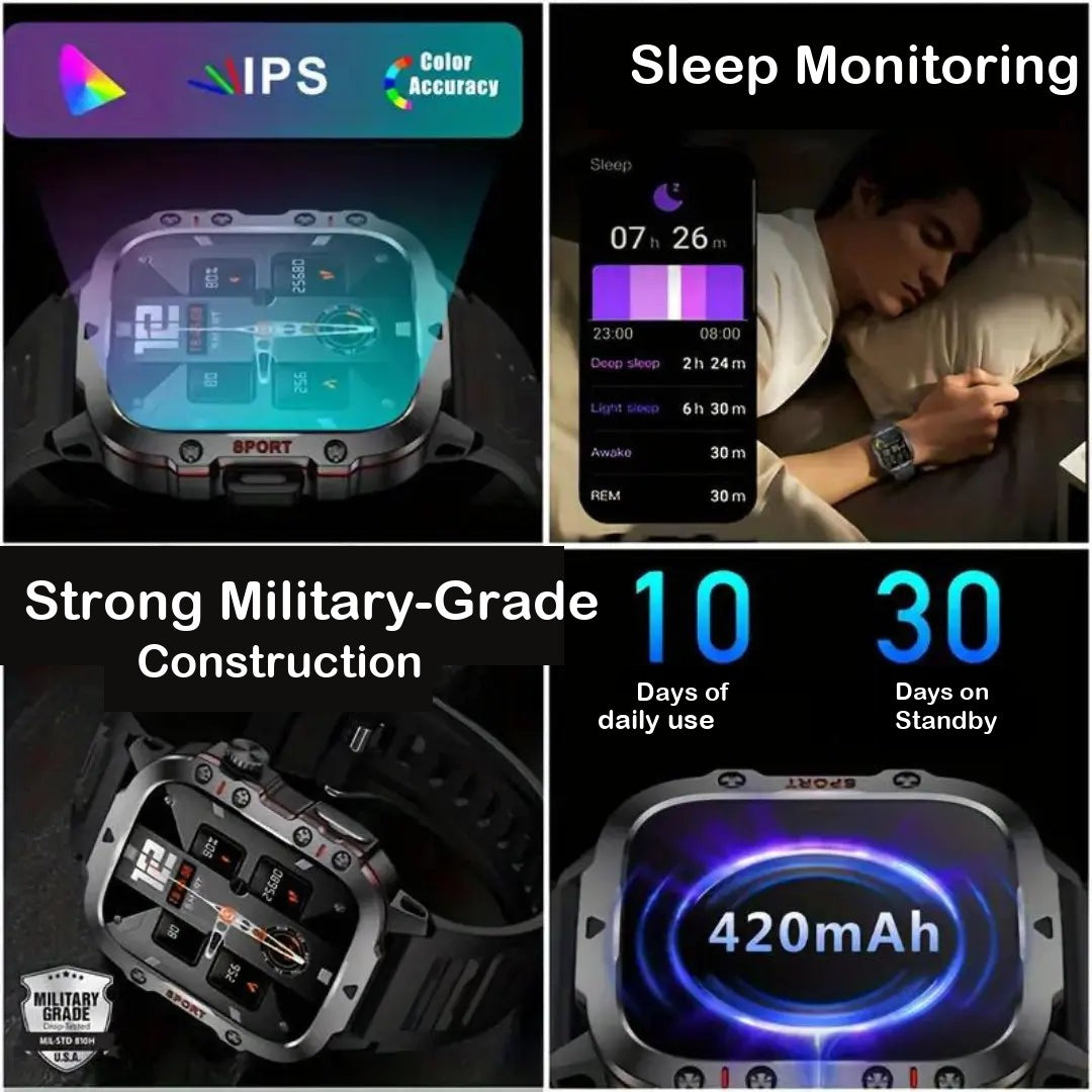 Men's Sport Smartwatch – IP68 Waterproof Fitness Watch, 100+ Modes