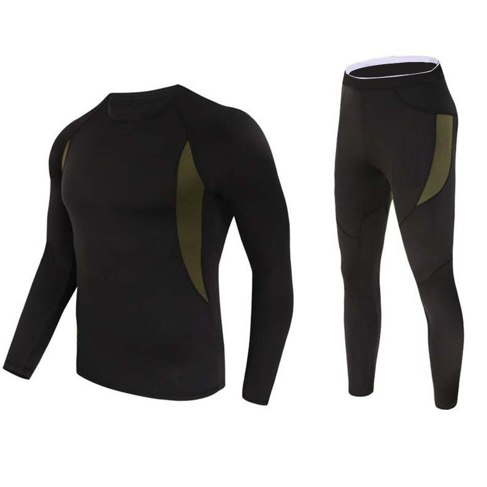 Men's Thermal Base Layer Set – Fleece-Lined Stretch Long Underwear - Black