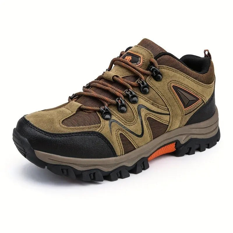Men's Waterproof Hiking Shoes – Low-Top Wide Toe Box Trail Shoes - Khaki