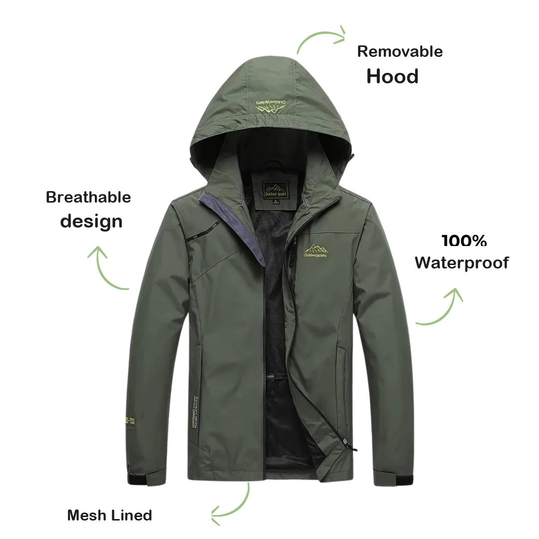 Men's Waterproof Windbreaker – Breathable Outdoor Rain Jacket