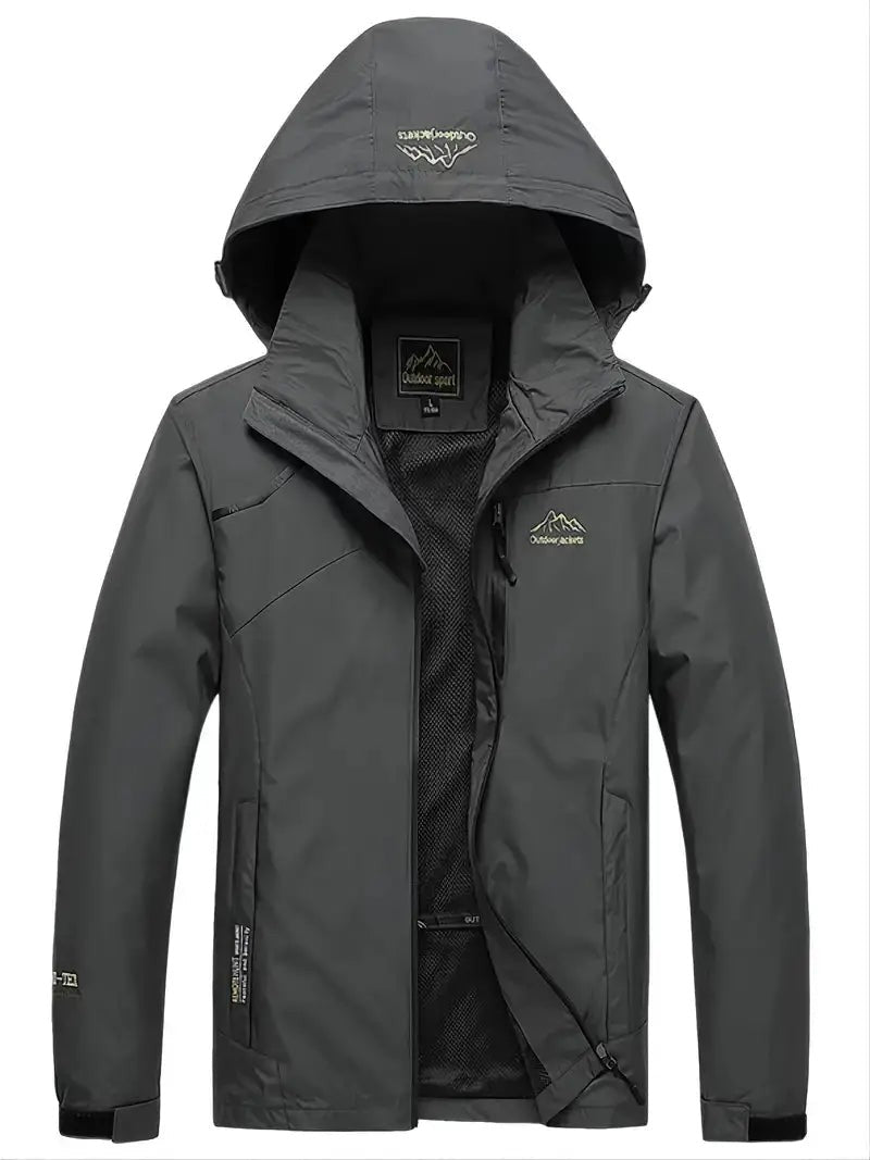 Men's Waterproof Windbreaker – Breathable Outdoor Rain Jacket - Gray