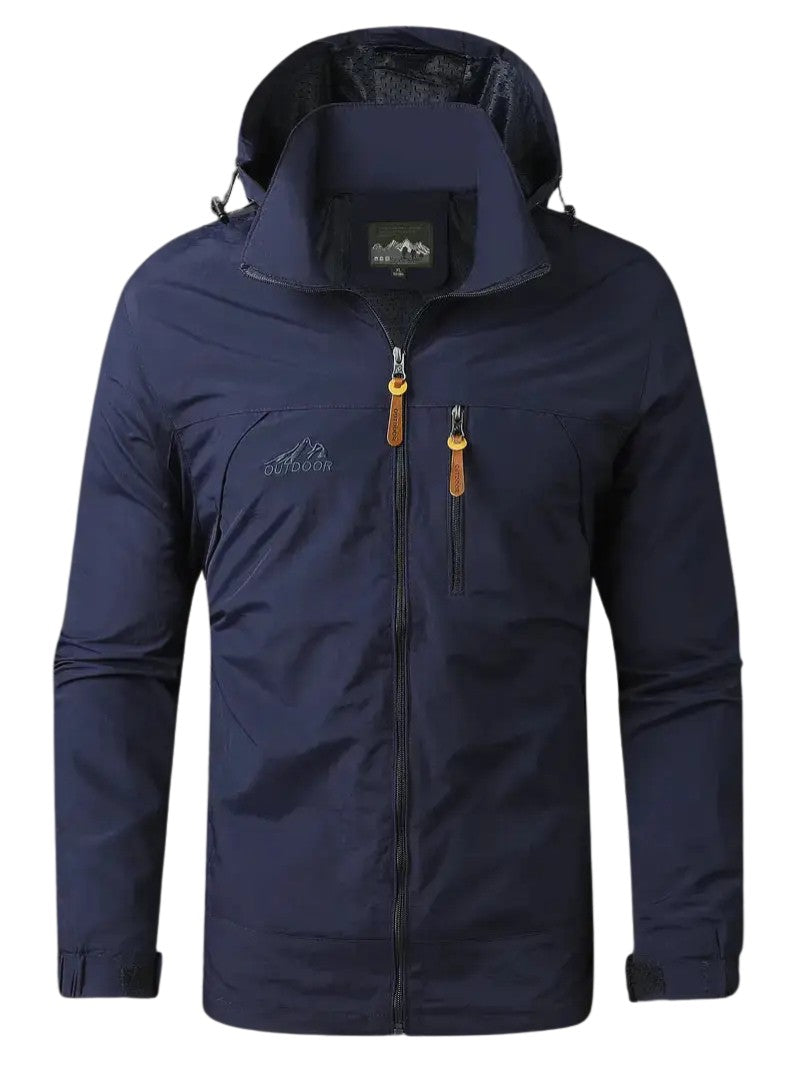 Men's Waterproof Windproof Jacket – Breathable Spring Shell - Navy
