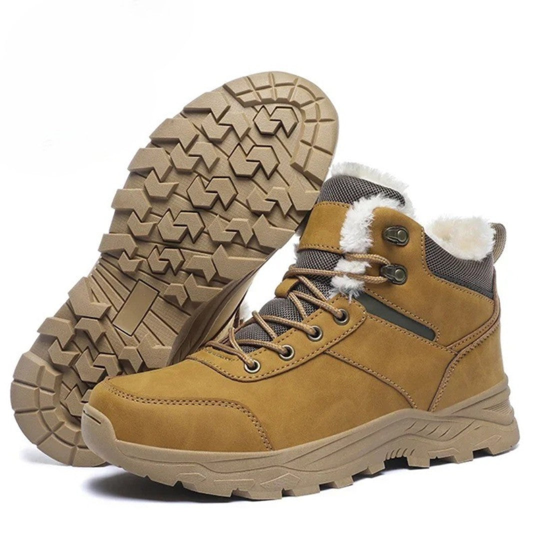 Men's Winter Hiking Boots – Waterproof Fleece-Lined Snow Boots - Beige