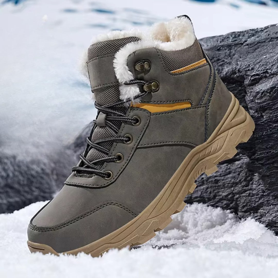 Men's Winter Hiking Boots – Waterproof Fleece-Lined Snow Boots - Gray