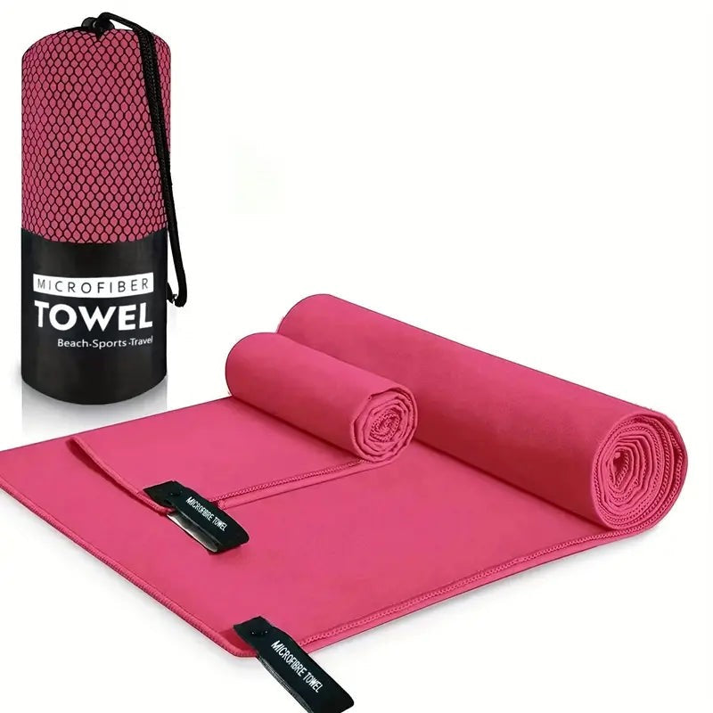 Microfiber Travel Towel Set – 2-Pack Quick-Dry Camping Towels - Pink