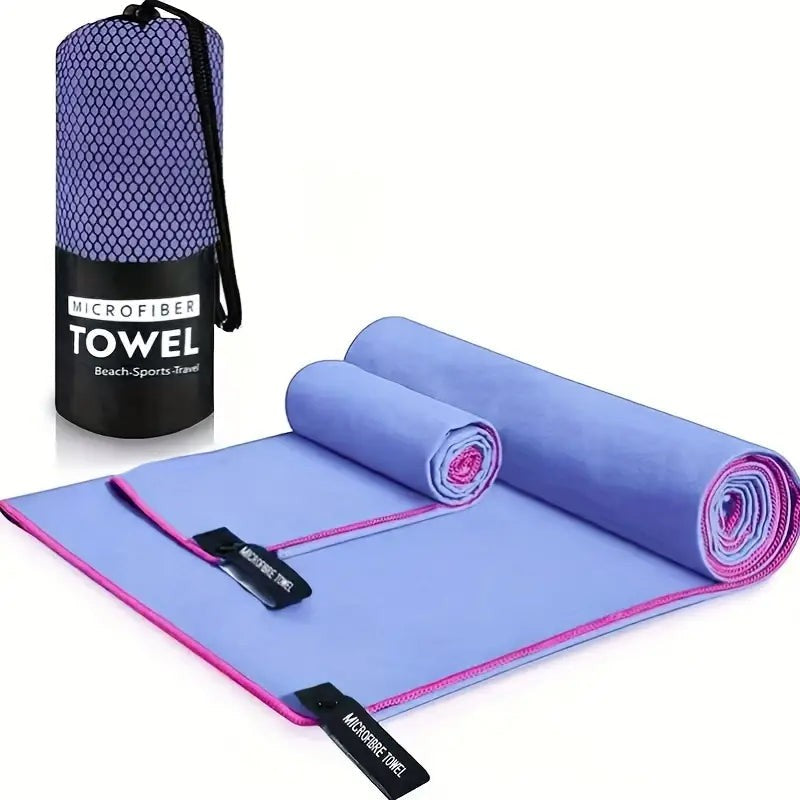 Microfiber Travel Towel Set – 2-Pack Quick-Dry Camping Towels - Purple